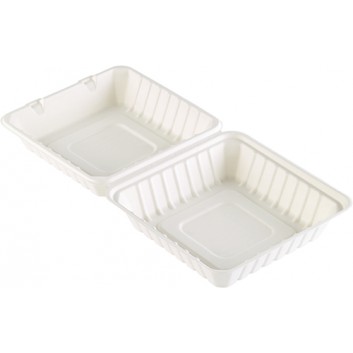  Duni Thermobox/Menübox Bagasse ecoecho®; ungeteilt 1000 ml: 225x201x85mm; weiss; ungeteilt; Bagasse (Nebenprodukt aus Zuckerrohr) 