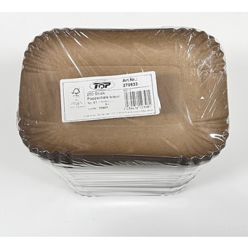  Pappschale mit Fettbarriere; 13 x 17,5 x 3,0 cm; braun; Kraftkarton FSC-Mix mit Fettbarriere; rechteckig; z.B. Pommes, Currywurst 