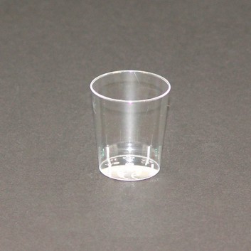 Schnapsglas / Probierbecher; 2 cl; transparent; PS = Polystyrol; bei 20 ml; Durchmesser: 37 mm / Höhe: 42 mm; ideal für Schnaps, Saucen und Proben 