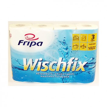  fripa Küchenrolle  -Wischfix-; 3-lagig; hochweiß; 51 Tücher; 100 %  Zelltuch; Blattformat: 26 x 24 cm 