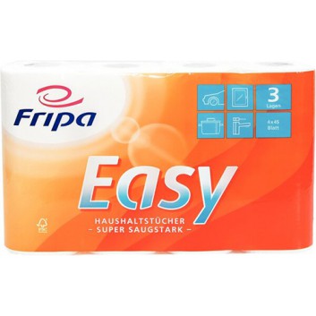  fripa Küchenrolle  -Easy-; 3-lagig; hochweiß; 45 Tücher; 100% Zellstoff; FSC zertifiziert; 23 x 21,5 cm; extrem saugstark, stabil, Dekorprägung 