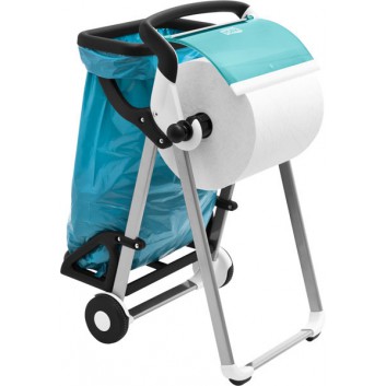  TORK W1 Spender für Putzrolle; 646 x 1006 x 530 mm (B x H x T); türkis-weiß / schwarz-rot; für Großrollen -43 cm; W1; Freistehend 