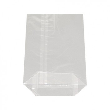  PP-Bodenbeutel mit Siegelnaht; 115 x 190 mm; hochtransparent, unbedruckt; ca. 30 my; Kreuzboden, Siegelnaht; Polypropylen (OPP), lebensmittelecht 