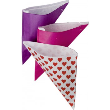  Papier-Spitztüten; 19 cm; 125 g; verschiedene Farben; uni vollflächig; gefädelt; Papier; für Süßes 
