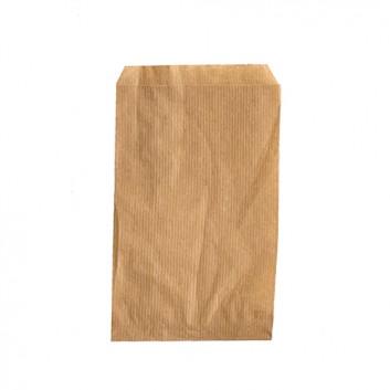  Papier-Flachbeutel, braun - Zackenrand; 120 x 190 + 15 mm; braun-enggerippt; Zackenrand, lose (ungefädelt) 