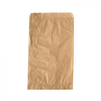  Papier-Flachbeutel, braun - Zackenrand; 150 x 240 + 20 mm; braun-enggerippt; Zackenrand, lose (ungefädelt) 