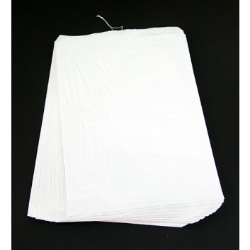  Papier-Flachbeutel; 250 x 370 + 20 mm; weiß; Zackenrand, lose (ungefädelt); Kraftpapier, gebleicht 40 g/qm; Breite x Höhe + Klappe 