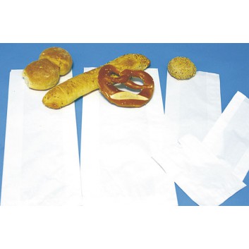  Papier-Faltenbeutel - Glanzkraft; 14 + 6 x 21 / 16 + 6 x 28 cm; unbedruckt; weiß; Glanzkraft; gefädelt; für Semmeln und Textilien 