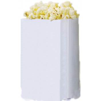  Popcorn-Beutel; verschiedene Formate; uni, unbedruckt - glatt; weiß, satiniert; 1,0 / 1,5 / 3,0 Liter; Pergamenters 50g/qm + Kraftpapier 70g/qm 