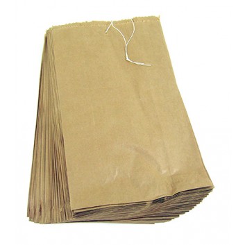  Papier-Faltenbeutel; 20 + 7 x 32 cm; unbedruckt; braun, glatt oder gerippt; Kraftpapier braun, 40 g/qm; gefädelt a100 Stück 