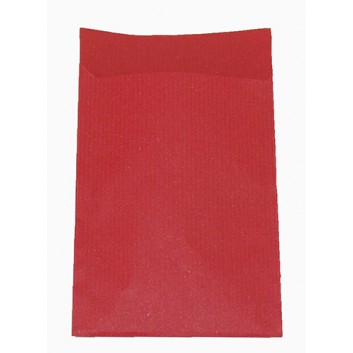  Präsent-Flachbeutel aus Papier; ca. 9,5 x 13 cm; uni; rot, durchgefärbt; ca. 20 mm; Kraftpapier,enggerippt rot-durchgefärbt; ca. 60 g/qm 