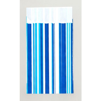  Papier-Stein Präsent-Flachbeutel aus Papier; ca. 9,5 x 14 cm; Streifen; blau-weiß; ca. 20 mm; Offset, glatt; mit Klappe; Breite x Höhe 