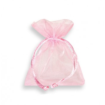  Organza-Säckchen mit Zugband; 7,5 x 10 cm; uni; rosa; mit Kordelzug zum Verschließen; Organza; Breite x Gesamthöhe; ideal als Schmuckbeutel 