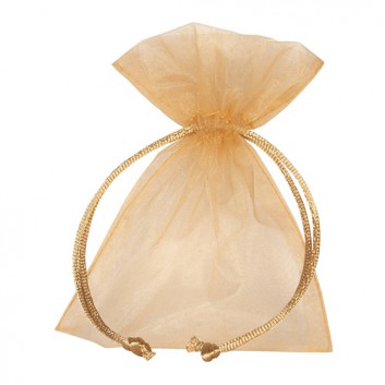  Organza-Säckchen mit Zugband; 12 x 17 cm; uni; gold; mit Kordelzug zum Verschließen; Organza; Breite x Gesamthöhe; ideal als Schmuckbeutel 