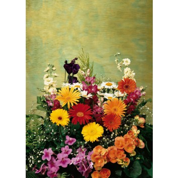  Plastik-Tragetaschen; 25 x 35 / 38 + 10 x 45 cm; Blumen; bunt; ca. 15 / 30 my; HDPE / MF; mit Griffloch, geblockt, zum Abreißen 