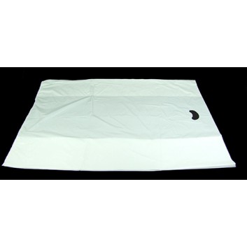  Plastik-Tragetaschen; 60 + 30 x 88 cm - z.B. für Bettwaren; unbedruckt; weiß; 51 my; HDPE (raschlig); mit extrabreiter Seitenfalte 
