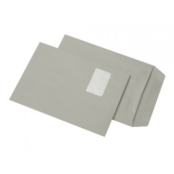  Versandtaschen; 229 x 324 mm (DIN C4); recycling-grau; mit Fenster; selbstklebend; gerade Klappe; 90 g/qm; 383855 
