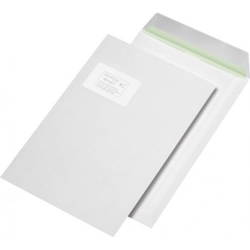  Versandtaschen Envirelope; 229 x 324 mm (DIN C4); weiß; mit Fenster; Haftklebung mit Abdeckstreifen; gerade Klappe; 90 g/qm 