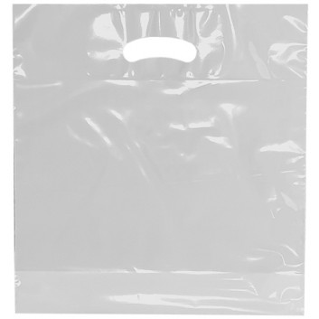  Plastik-Tragetaschen; 34 + 8 x 35 cm; unbedruckt; weiß; 51 my - NEUE Generation; LDPE; mit verstärktem Griffloch; Breite + Bodenfalte x Höhe 