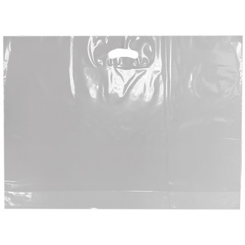  Plastik-Tragetaschen; 68 + 10 x 50 cm; unbedruckt; weiß; ca. 60 my, extrastark; LDPE; mit verstärktem Griffloch; Breite + Bodenfalte x Höhe 