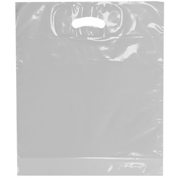  Plastik-Tragetaschen; 38 + 10 x 45 cm; unbedruckt; weiß; 51 my,extrastark, ohne Rascheleffekt; LDPE; mit verstärktem Griffloch 