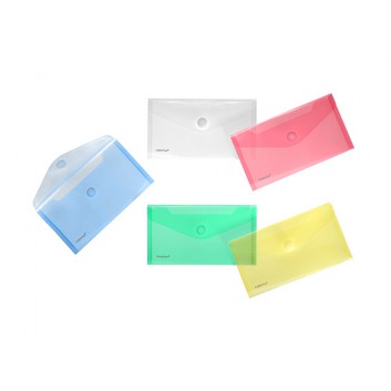  FolderSys Sichtmappe mit Klettverschluß; für DIN Lang; verschiedene Farben; milchig; an der langen Seite; mit Klettverschluß; Polypropylen; 0,20 mm 