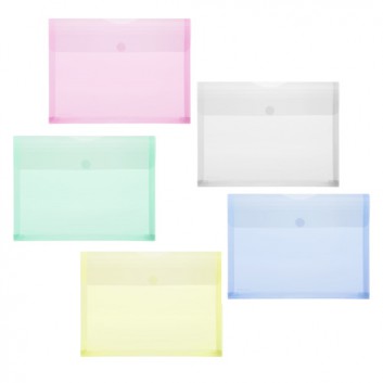  FolderSys Sichtmappe mit Klettverschluß; für DIN A4 quer; verschiedene Farben; milchig; an der langen Seite; mit Klettverschluß und 30 mm Dehnfalte 