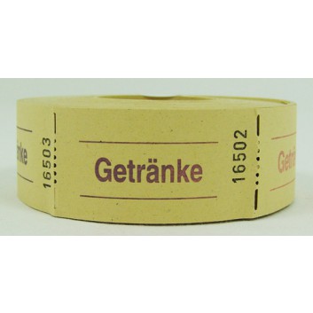  Gutschein-Rolle; 'Getränke'; 2 = gelb; 500 Abrisse; 57 x 30 mm 