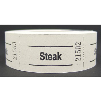 Gutschein-Rolle; 'Steak'; 1 = weiß; 500 Abrisse; 57 x 30 mm 