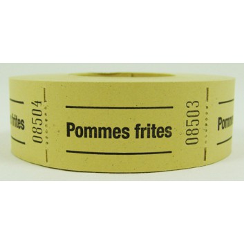  Gutschein-Rolle; 'Pommes frites'; 2 = gelb; 500 Abrisse; 57 x 30 mm 