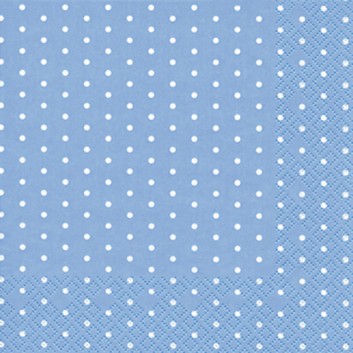  HomeFashion Cocktail-Servietten; 25 x 25 cm; Mini Dots; Punkte; weiß auf hellblau; 111359; 3-lagig; 1/4 Falz (quadratisch); Zelltuch 