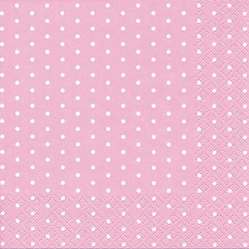  HomeFashion Servietten; 33 x 33 cm; Mini Dots; Punkte; weiß auf rosa; 211361; 3-lagig; 1/4 Falz (quadratisch); Zelltuch 