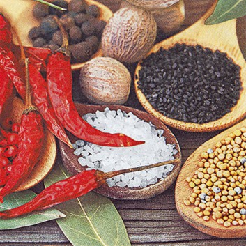  HomeFashion Servietten; 33 x 33 cm; Spicy; bunt; 211437; 3-lagig; 1/4 Falz (quadratisch); Zelltuch 