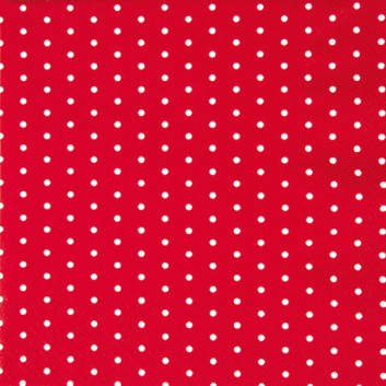  HomeFashion Servietten; 33 x 33 cm; Mini Dots; Punkte; weiß auf rot; 211452; 3-lagig; 1/4 Falz (quadratisch); Zelltuch 