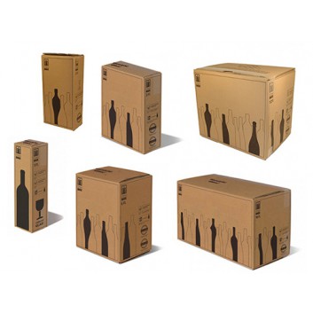  Umkarton für Flaschen - PTZ-Stehbox; für 1, 2, 3, 4, 6, 12 oder 18 Flaschen; braun; Wellpappe; für den stehenden Versand von Flaschen 