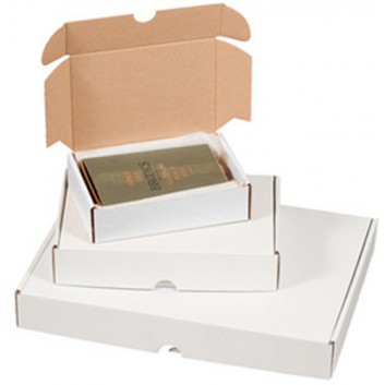  Smartbox Pro Maxibrief-Klapp-Box, A4+; 330 x 242 x 45 mm (DIN A4,Maxibrief); weiß-braun; Wellpappe; mit seitlichen Einsteckflügeln 