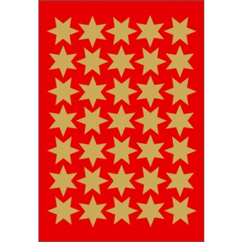  HERMA Weihnachts-Schmuck-Etiketten; 7,5 x 10 cm (Blattformat); Sterne, 6-zackig; gold; 3904; Durchmesser Sterne: ca.16 mm; Goldfolie 