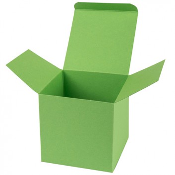  Präsentkarton, Würfelbox -M-; M = 90 x 90 x 90 mm; uni, matt-glatt; apfel = hellgrün; 1-teilig, Steckverschluß 