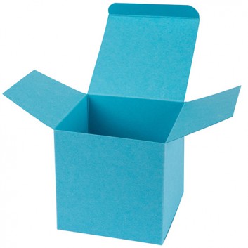 Präsentkarton, Würfelbox -M-; M = 90 x 90 x 90 mm; uni, matt-glatt; azur = hellblau; 1-teilig, Steckverschluß 
