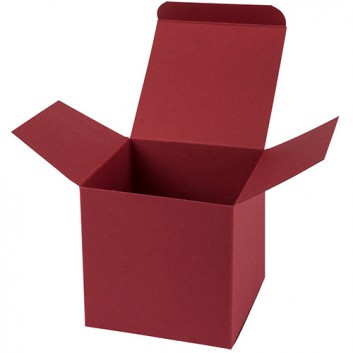  Präsentkarton, Würfelbox -S-; S = 55 x 55 x 55 mm; uni, matt-glatt; bordeaux = dunkelrot; 1-teilig, Steckverschluß 