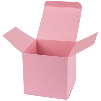  Präsentkarton, Würfelbox -M-; M = 90 x 90 x 90 mm; uni, matt-glatt; flamingo = rosa; 1-teilig, Steckverschluß 