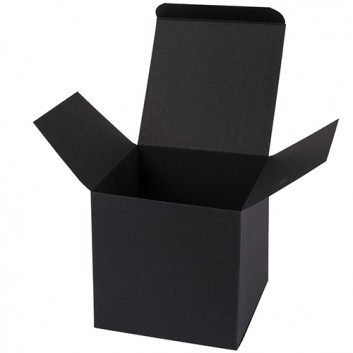  Präsentkarton, Würfelbox -L-; L = 140 x 140 x 140 mm; uni, matt-glatt; graphit = schwarz; 1-teilig, Steckverschluß 