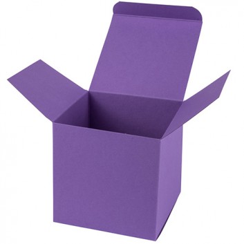  Präsentkarton, Würfelbox -M-; M = 90 x 90 x 90 mm; uni, matt-glatt; lavendel = lila; 1-teilig, Steckverschluß 