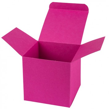  Präsentkarton, Würfelbox -M-; M = 90 x 90 x 90 mm; uni, matt-glatt; magenta = pink; 1-teilig, Steckverschluß 