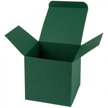  Präsentkarton, Würfelbox -M-; M = 90 x 90 x 90 mm; uni, matt-glatt; smaragd = dunkelgrün; 1-teilig, Steckverschluß 