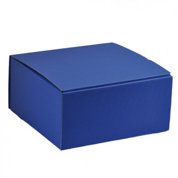  Präsentkarton, 1-teilig; 25 x 25 x 12 cm; uni; dunkelblau; Klappschachtel ohne Einlage; offene Welle; Länge x Breite x Höhe = Innenmaß 