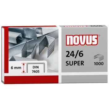  NOVUS Heftklammern SUPER; 24/6; für Heftgeräte, Heftzangen; Stahldraht, verzinkt (galvanisiert); DIN 7405 SUPER 