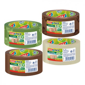  tesa Packband - Eco; 50 mm x 66 m; braun / transparent; PP ecologo; Eco & Strong; 56my; stark klebend,100% recycelter Kunststoff; Breite x Länge 