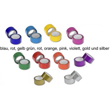  Packband, farbig; 50 mm x 66 m; uni: verschiedene Farben; PP mit Acrylatkleber; leise abrollend; Breite x Länge 