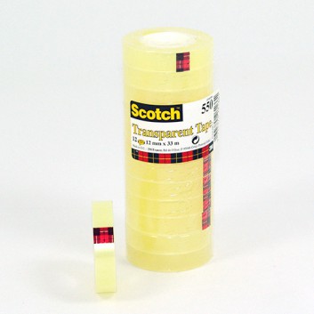  Scotch 550 Klebefilm transparent; 12 mm x 33 m (Midi); transparent; PP; KernØ 25 mm, AußenØ ca. 60 mm 